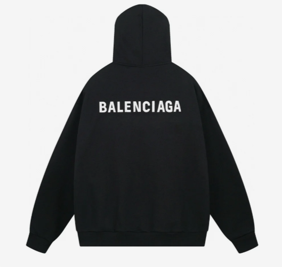 New Balenciaga Back Hoodie Medium Fit in Black