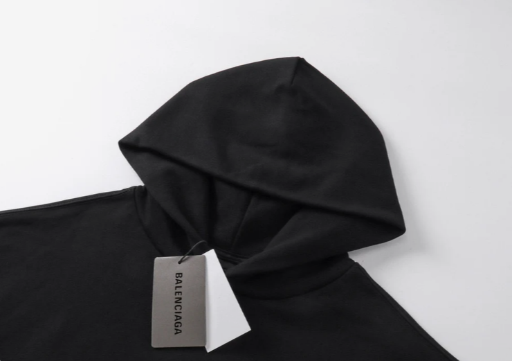 New Balenciaga Back Hoodie Medium Fit in Black