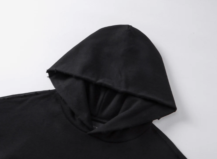 Balenciaga Tape Type Ripped Pocket Hoodie Oversized in Black Faded