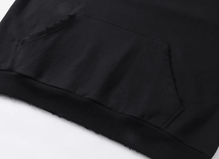Balenciaga Tape Type Ripped Pocket Hoodie Oversized in Black Faded