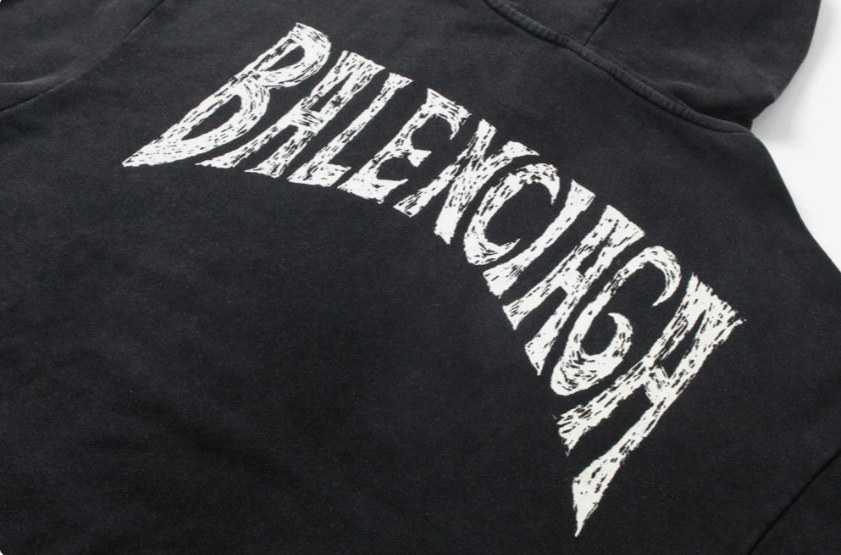 Balenciaga Hand-drawn Hoodie Medium Fit in Black/white