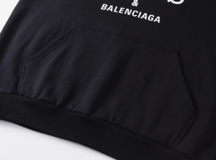 I Love Paris & Balenciaga Hoodie Large Fit in Black Faded